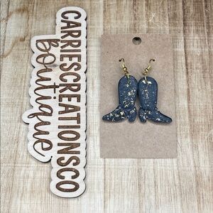 Handmade black and Gold Cowboy Boot Earrings - Women Jewelry Earrings